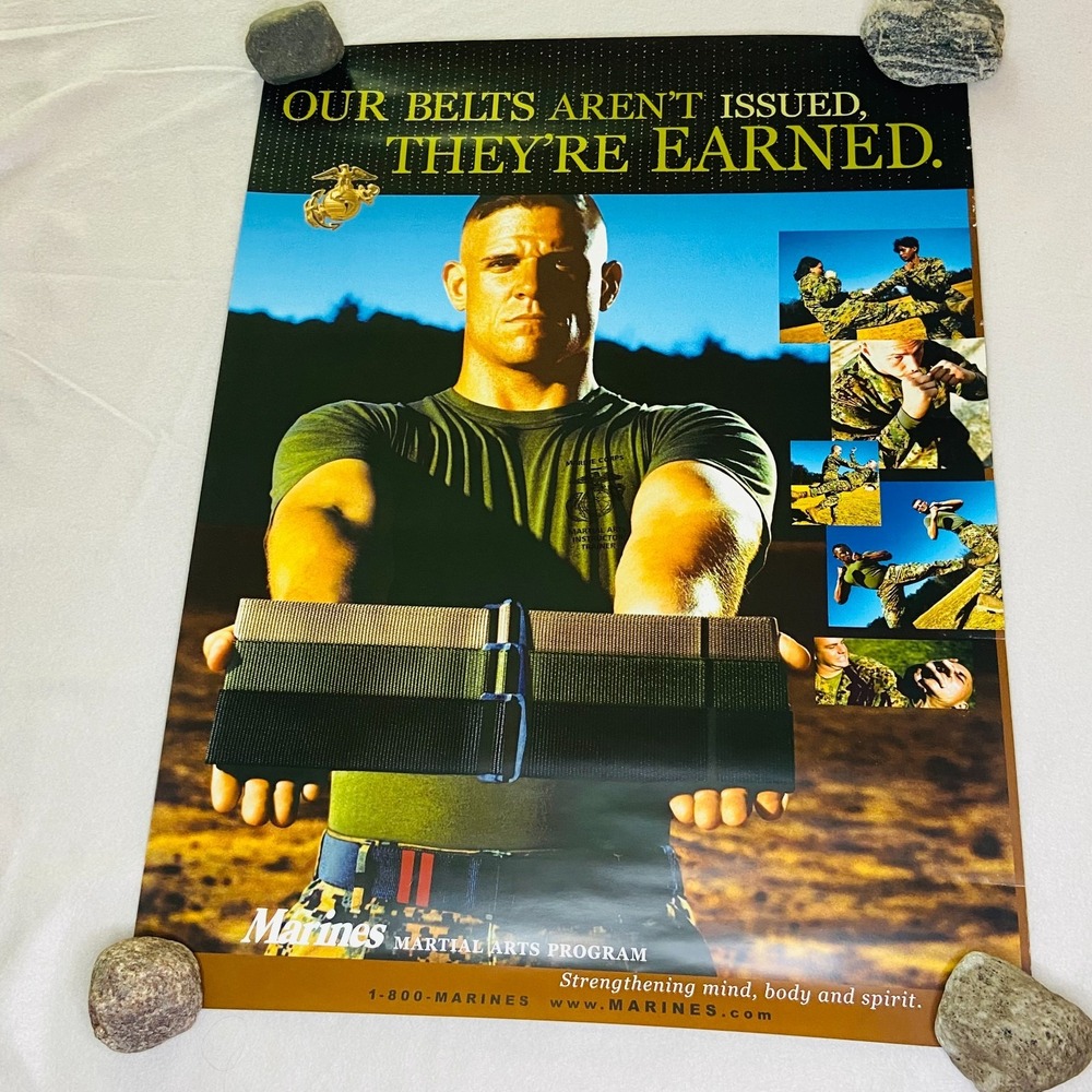 VTG US Marine Corps Recruitment Poster Marine Double Sided Martial Arts 18x24